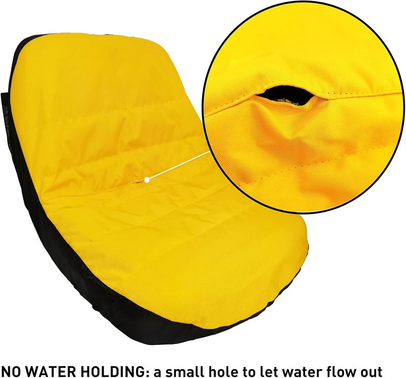 GaeaAuto Riding Lawn Mower Seat Cover 600D Oxford Cloth Weatherproof Deluxe Durable Tractor Seat Cover, Yellow, Medium - Image 5